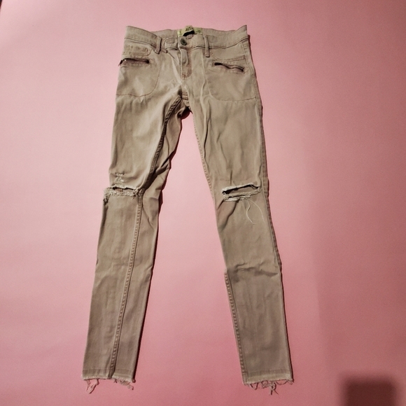 Hollister Khaki Tan Ripped Skinny Pants - Picture 1 of 7